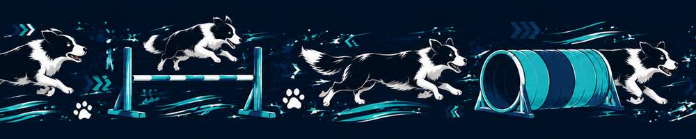 AI vzor agility motív s border kóliou v modrej a tyrkysovej