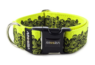 Obojok Black Print Lace Neon Yellow