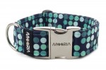 Obojok Cyan Dots  s kovovou sponou